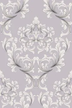 Vintage Baroque seamless texture pattern Vector. Wallpaper ornament decor. Te Illustrazione stock
