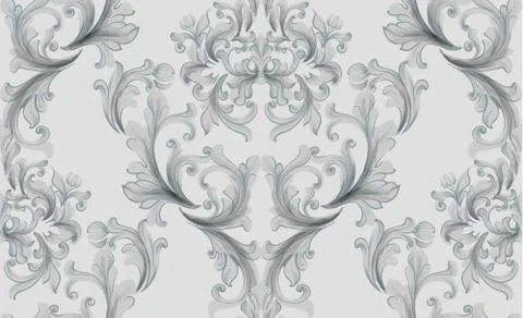 Vintage Baroque seamless texture pattern Vector. Wallpaper ornament decor. Te イラスト素材
