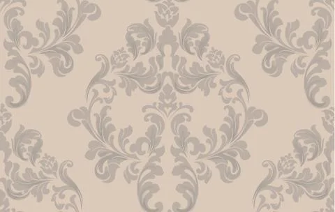 Vintage Baroque seamless texture pattern Vector. Wallpaper ornament decor. Te Stock Illustration