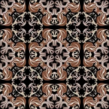 Vintage Baroque vector seamless pattern. Floral ornamental background. Geometric Illustrazione stock