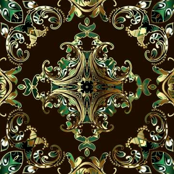 Vintage Baroque vector seamless pattern. Ornamental antique style floral back Illustrazione stock