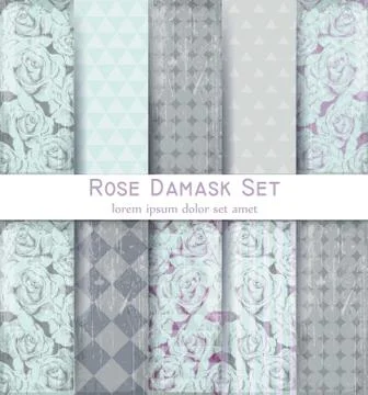 Vintage Baroque Victorian pattern set Vector. Floral ornament decoration. Lea 스톡 일러스트