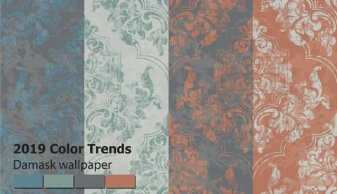 Vintage Baroque Victorian pattern set Vector. Floral ornament decoration. Lea イラスト素材
