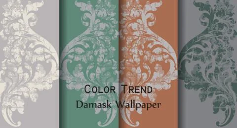 Vintage Baroque Victorian pattern set Vector. Floral ornament decoration. Lea イラスト素材
