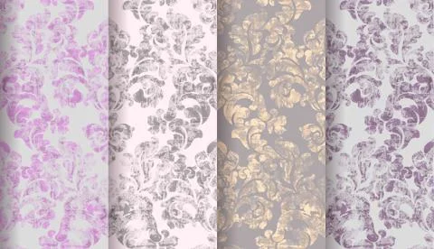 Vintage Baroque Victorian pattern set Vector. Floral ornament decoration. Lea イラスト素材