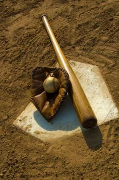 Vintage baseball on base Stock Photos