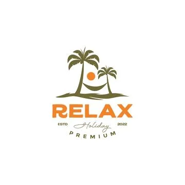 Vintage beach coconut tree with hammock logo design Stock-Illustration