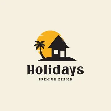 Vintage beach post with coconut trees logo symbol icon vector graphic desig.. Stockillustratie
