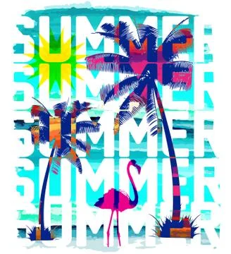 Vintage Beach poster. Vector background. Stock Illustration