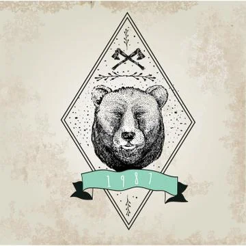 Vintage  Bear logo Stock Illustration