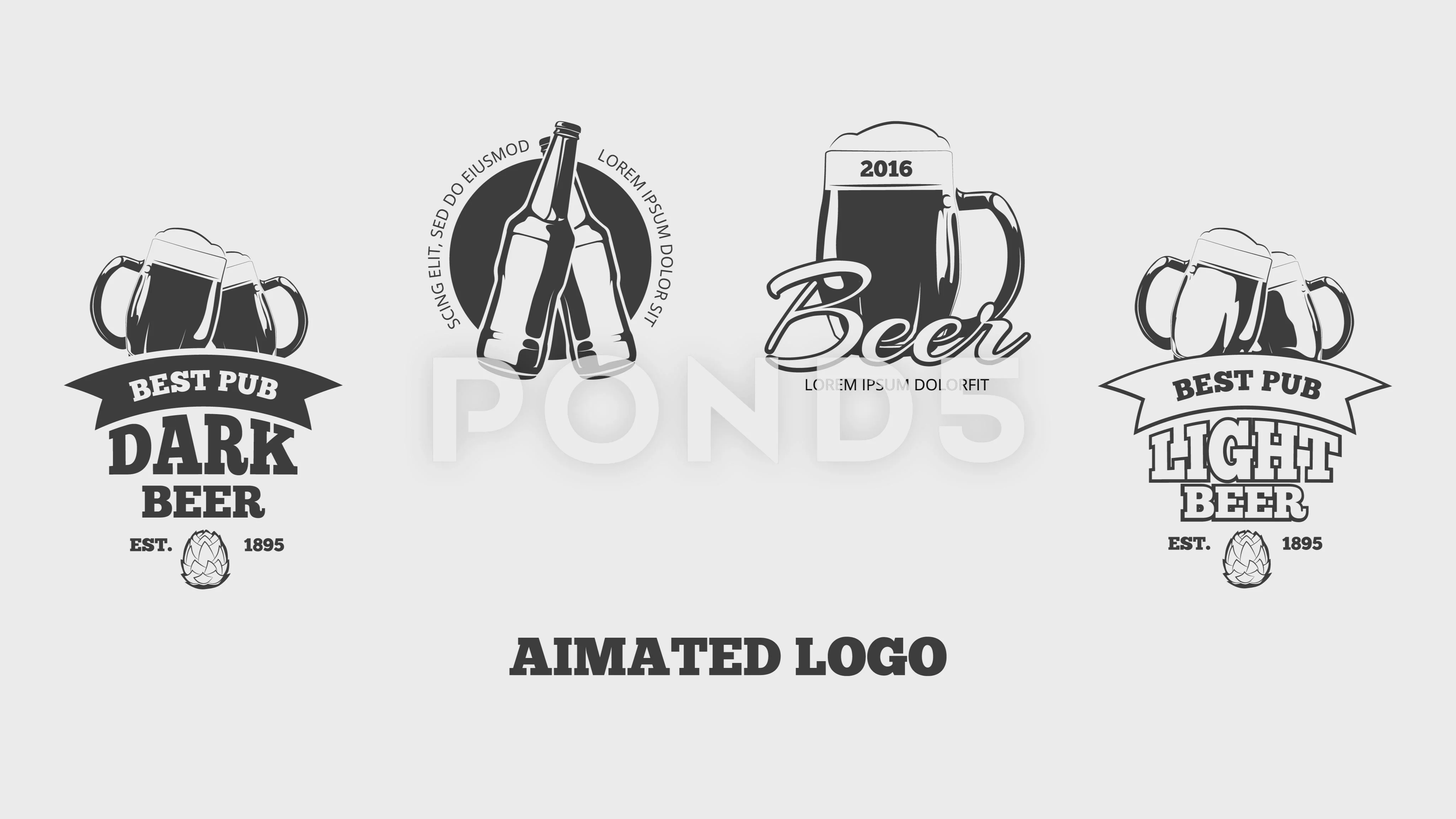 Vintage beer logo set animation | Stock Video | Pond5