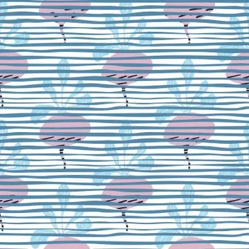 Vintage beetroot backdrop. Hand drawn beet seamless pattern on stripes backgr Stock Illustration