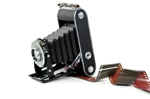 Vintage bellows camera Stock Photos