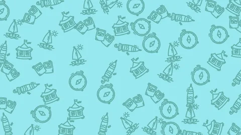 Vintage Bicycle Pattern on Cyan Background Vidéo 328441176