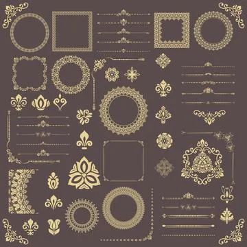 Vintage Big Set of Classic Patterns. Collection of Graphics Stock Illustration