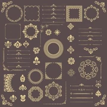 Vintage Big Set of Classic Patterns. Collection of Graphics Illustrazione stock