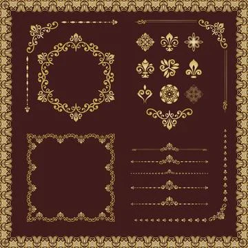 Vintage Big Set of Classic Patterns. Collection of Graphics Stock Illustration