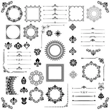 Vintage Big Set of Classic Patterns. Collection of Graphics Stock Illustration