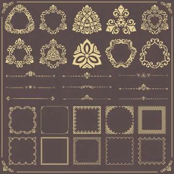 Vintage Big Set of Classic Patterns. Collection of Graphics Stock Illustration
