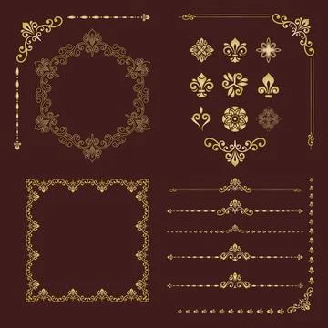 Vintage Big Set of Classic Patterns. Collection of Graphics Stock Illustration