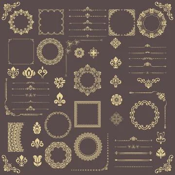 Vintage Big Set of Classic Patterns. Collection of Graphics Illustrazione stock