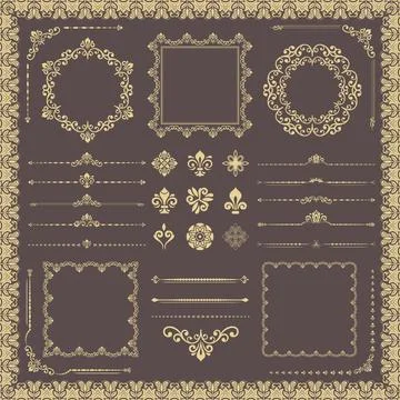 Vintage Big Set of Classic Patterns. Collection of Graphics Illustrazione stock