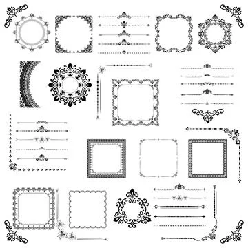 Vintage Big Set of Classic Patterns. Collection of Graphics Stock Illustration