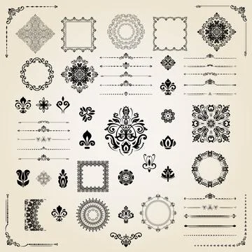 Vintage Big Set of Classic Patterns. Collection of Graphics Illustrazione stock