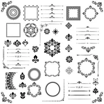 Vintage Big Set of Classic Vector Patterns. Collection of Graphics Stock Illustration