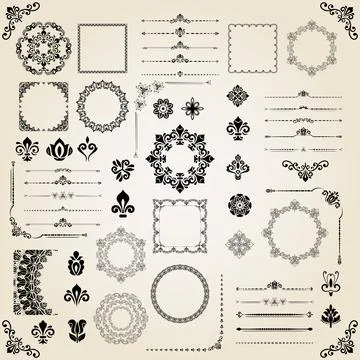 Vintage Big Set of Classic Vector Patterns. Collection of Graphics Stock Illustration