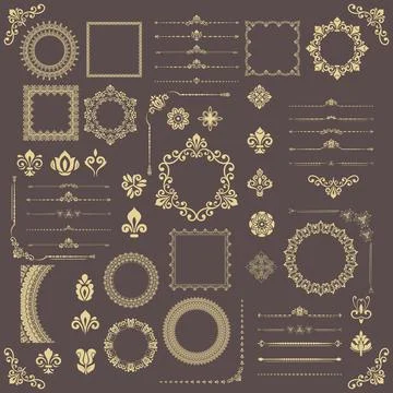 Vintage Big Set of Classic Vector Patterns. Collection of Graphics Stock Illustration