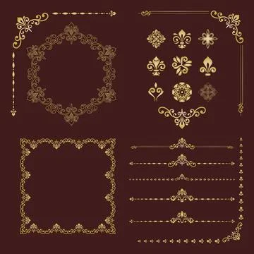 Vintage Big Set of Classic Vector Patterns. Collection of Graphics Illustrazione stock