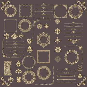 Vintage Big Set of Classic Vector Patterns. Collection of Graphics Stock Illustration