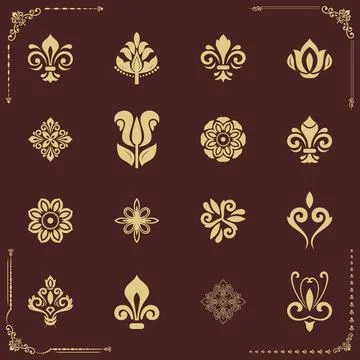Vintage Big Set of Classic Vector Patterns. Collection of Graphics Illustrazione stock