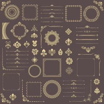 Vintage Big Set of Classic Vector Patterns. Collection of Graphics Stock Illustration