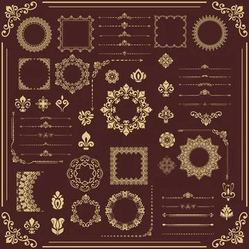 Vintage Big Set of Classic Vector Patterns. Collection of Graphics Stock Illustration