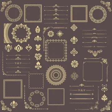 Vintage Big Set of Classic Vector Patterns. Collection of Graphics Stock Illustration
