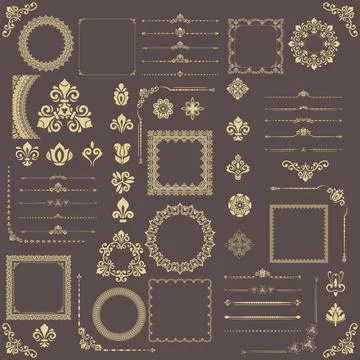 Vintage Big Set of Classic Vector Patterns. Collection of Graphics Stock Illustration