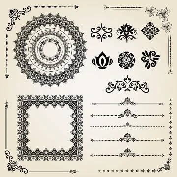 Vintage Big Set of Classic Vector Patterns. Collection of Graphics Illustrazione stock