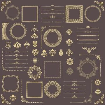 Vintage Big Set of Classic Vector Patterns. Collection of Graphics Illustrazione stock