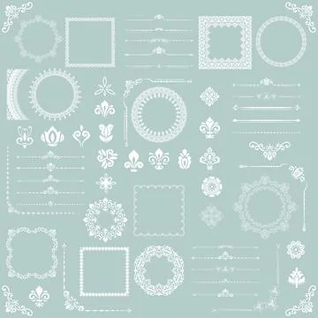 Vintage Big Set of Classic Vector Patterns. Collection of Graphics Stock Illustration