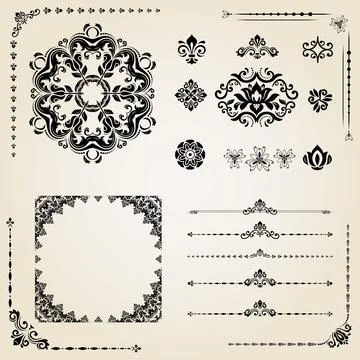 Vintage Big Set of Classic Vector Patterns. Collection of Graphics Illustrazione stock