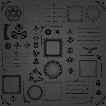 Vintage Big Set of Classic Vector Patterns. Collection of Graphics Stock Illustration