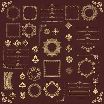 Vintage Big Set of Classic Vector Patterns. Collection of Graphics Stock Illustration