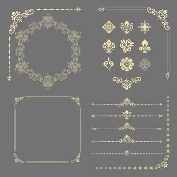 Vintage Big Set of Classic Vector Patterns. Collection of Graphics Stock Illustration
