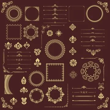 Vintage Big Set of Classic Vector Patterns. Collection of Graphics Illustrazione stock