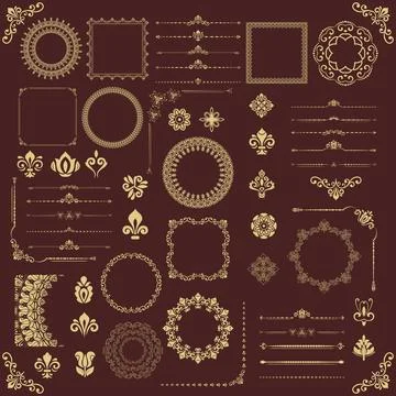 Vintage Big Set of Classic Vector Patterns. Collection of Graphics Stock Illustration