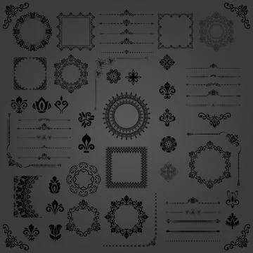 Vintage Big Set of Classic Vector Patterns. Collection of Graphics Illustrazione stock