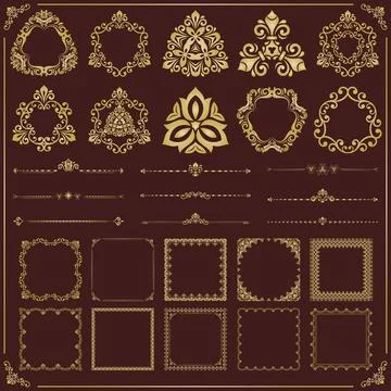 Vintage Big Set of Classic Vector Patterns. Collection of Graphics Illustrazione stock