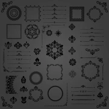 Vintage Big Set of Classic Vector Patterns. Collection of Graphics Illustrazione stock
